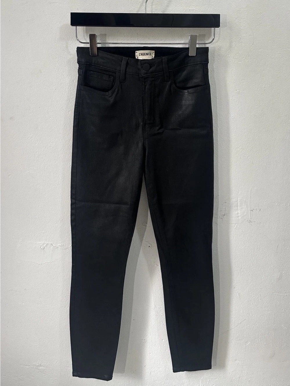 L’AGENCE Black Coated Skinny Jeans Women’s Size 27 Stretch High Rise Ankle